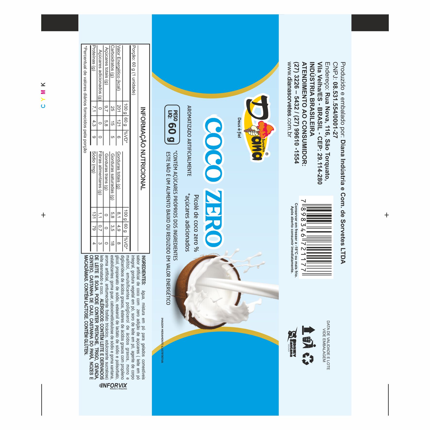 BOBINA BOPP LEITOSO PICOLÉ 6KG DIANA COCO ZERO