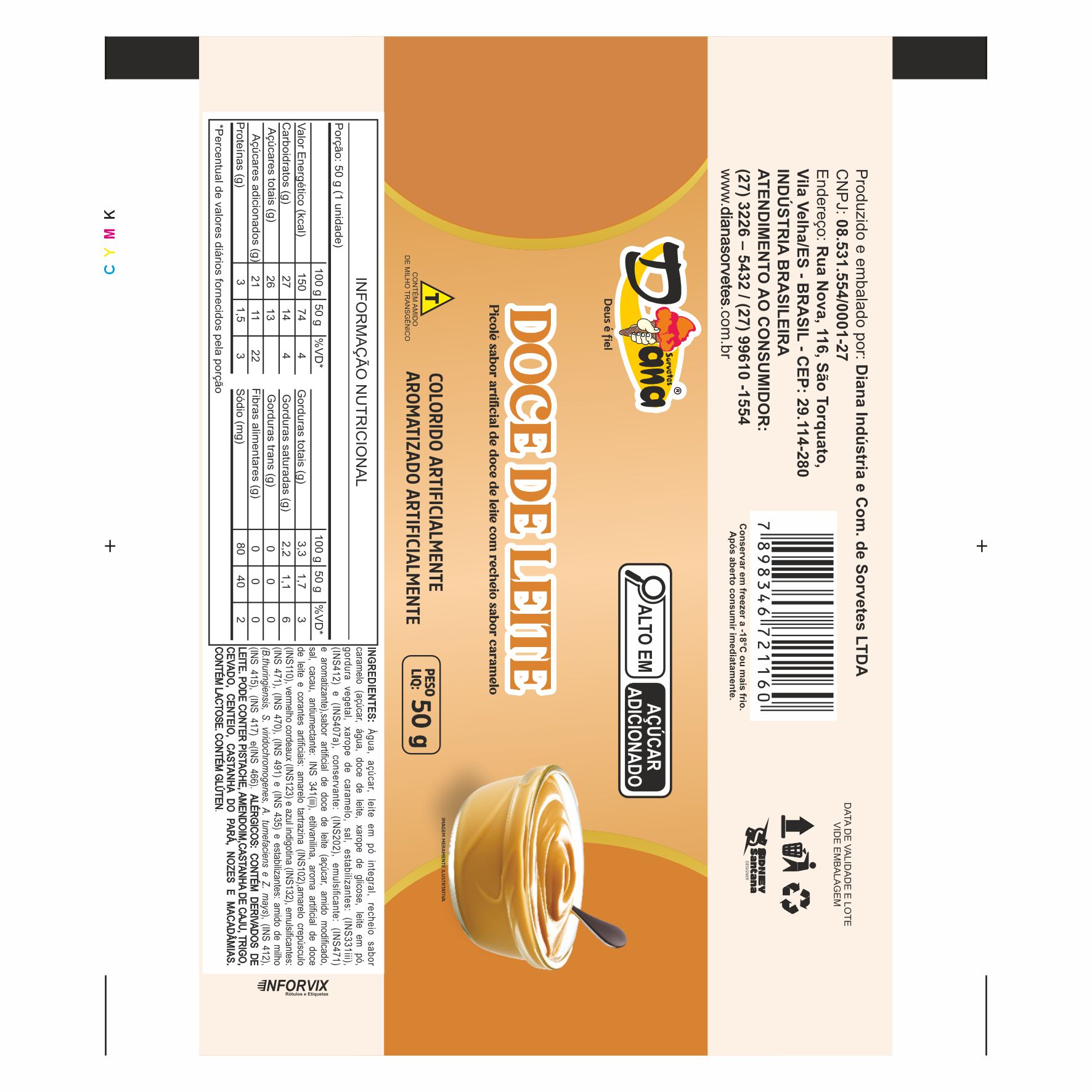 BOBINA BOPP LEITOSO PICOLE 6KG DIANA DOCE DE LEITE