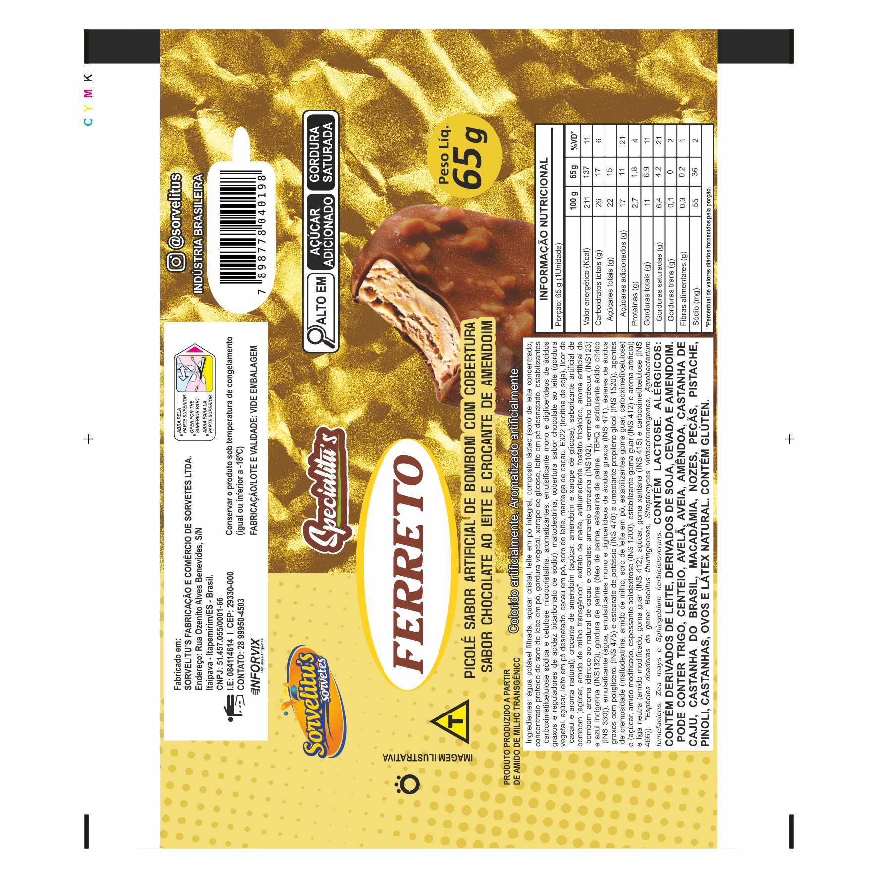 BOBINA BOPP METALIZADO PICOLÉ 6KG SORVELITUS FERRETO BOBINA BOPP METALIZADO PICOLÉ 6KG SORVELITUS FERRETO
