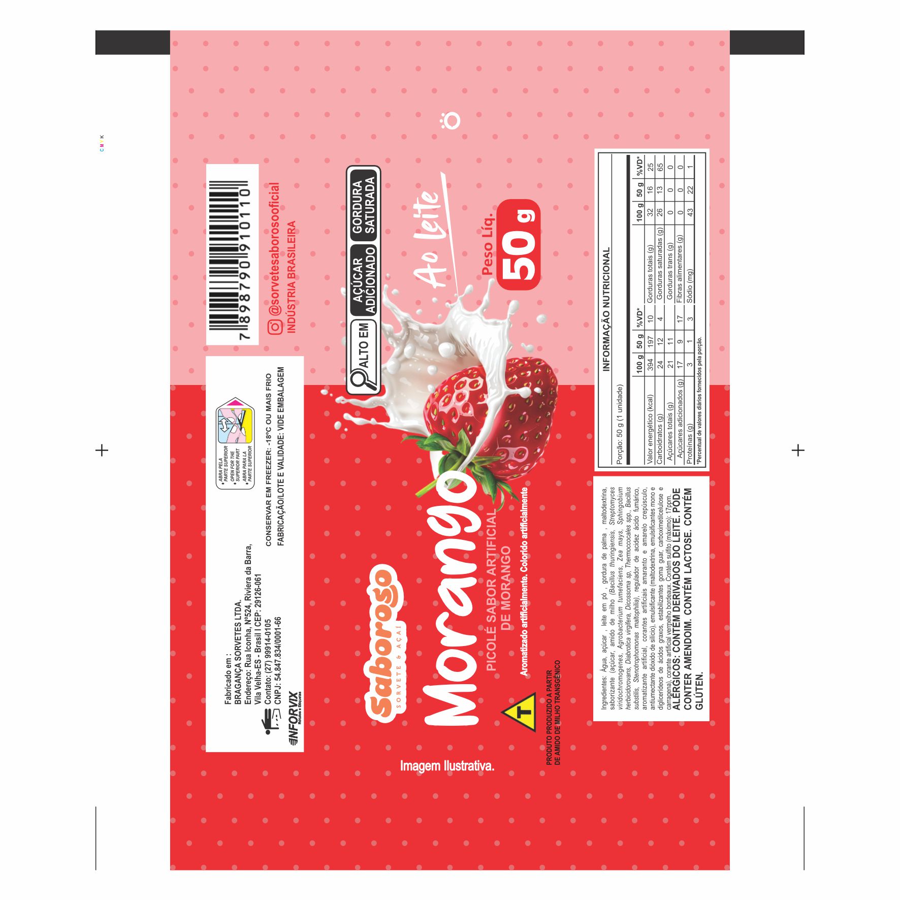 BOBINA BOPP LEITOSO PICOLE 6KG SABOROSO MORANGO