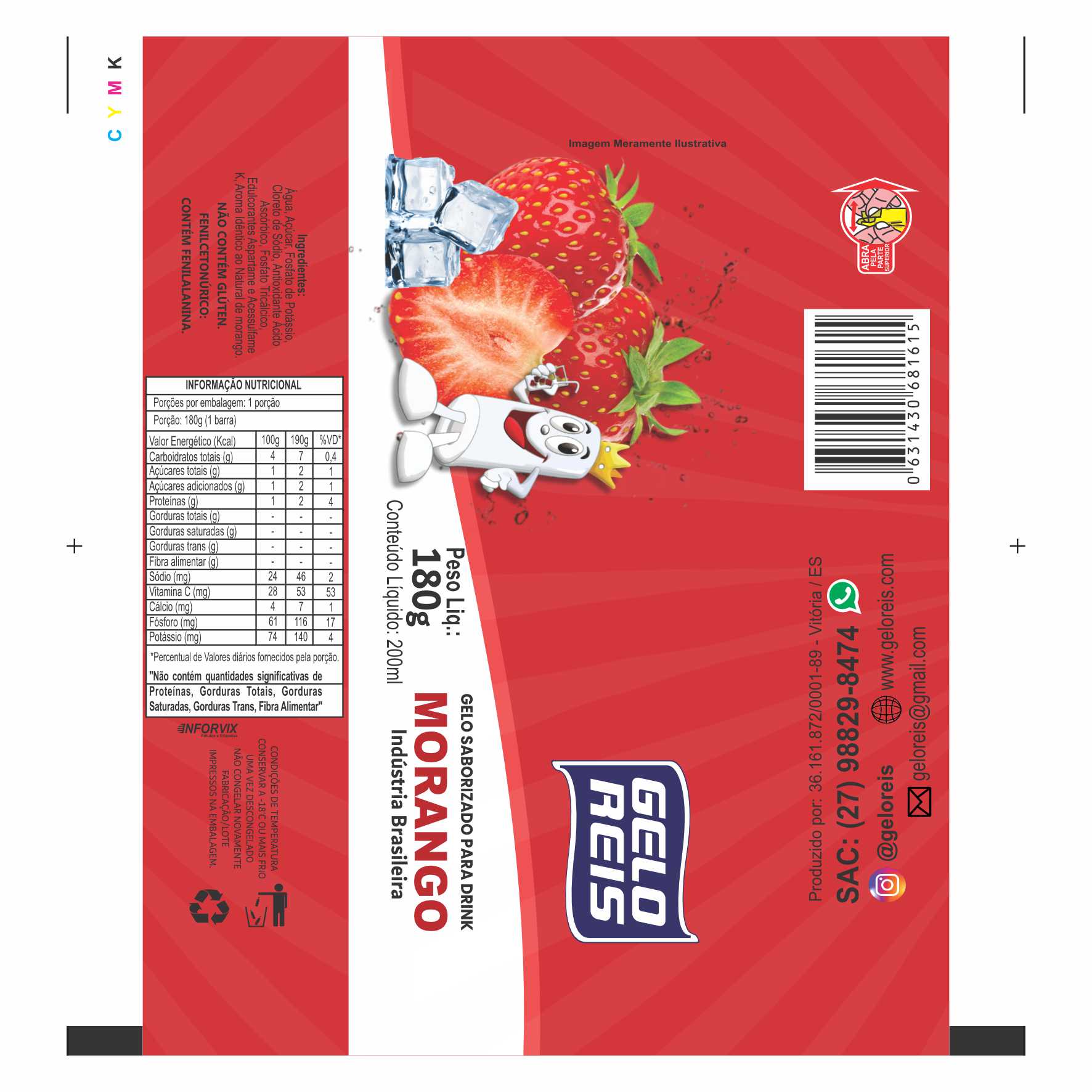 BOBINA BOPP LEITOSO GELO REIS MORANGO 180G