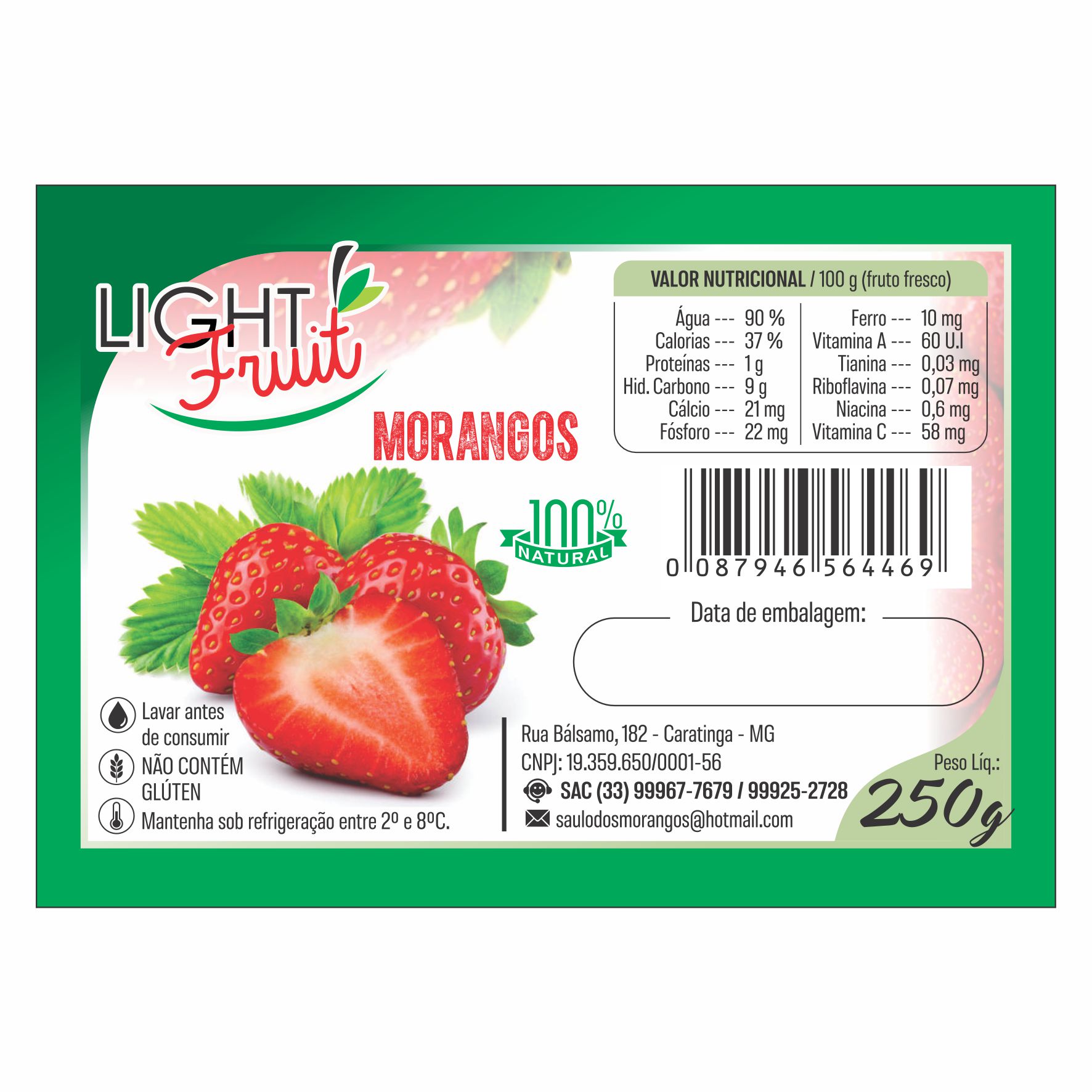 ETIQUETA 40X60/2 PERSON LIGHT FRUIT MORANGO 250G - (KROMIA) K