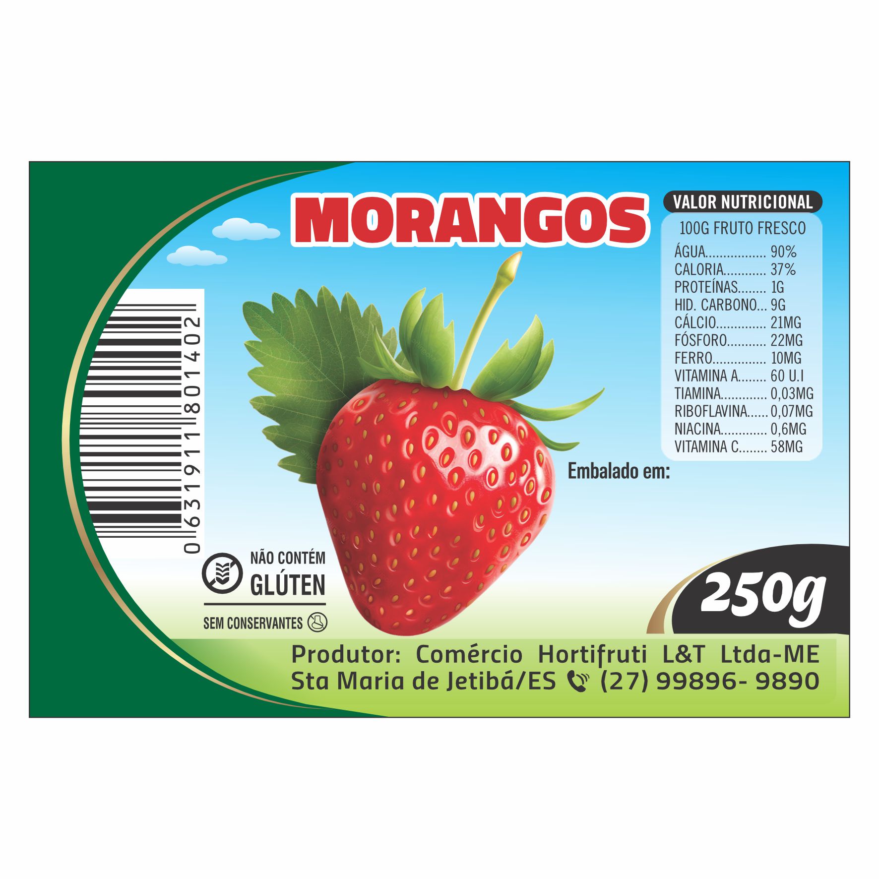 ETIQUETA 40X60/2 COUCHE ADESIVA MORANGOS L&T 250G 78,75MTS