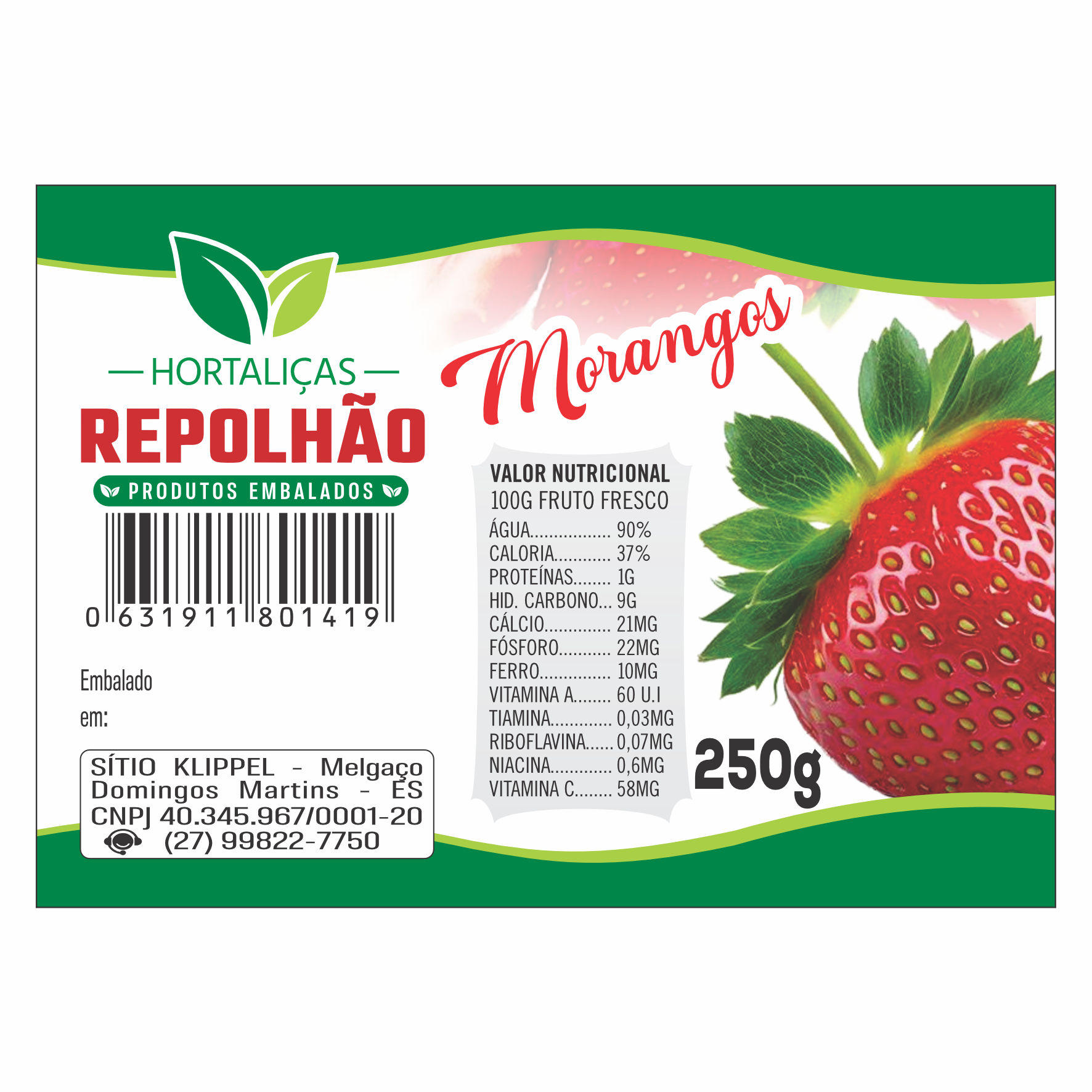 ETIQUETA 40X60/2 PERSON COUCHE ADESIVO HORTALICAS REPOLHAO MORANGOS - KROMIA