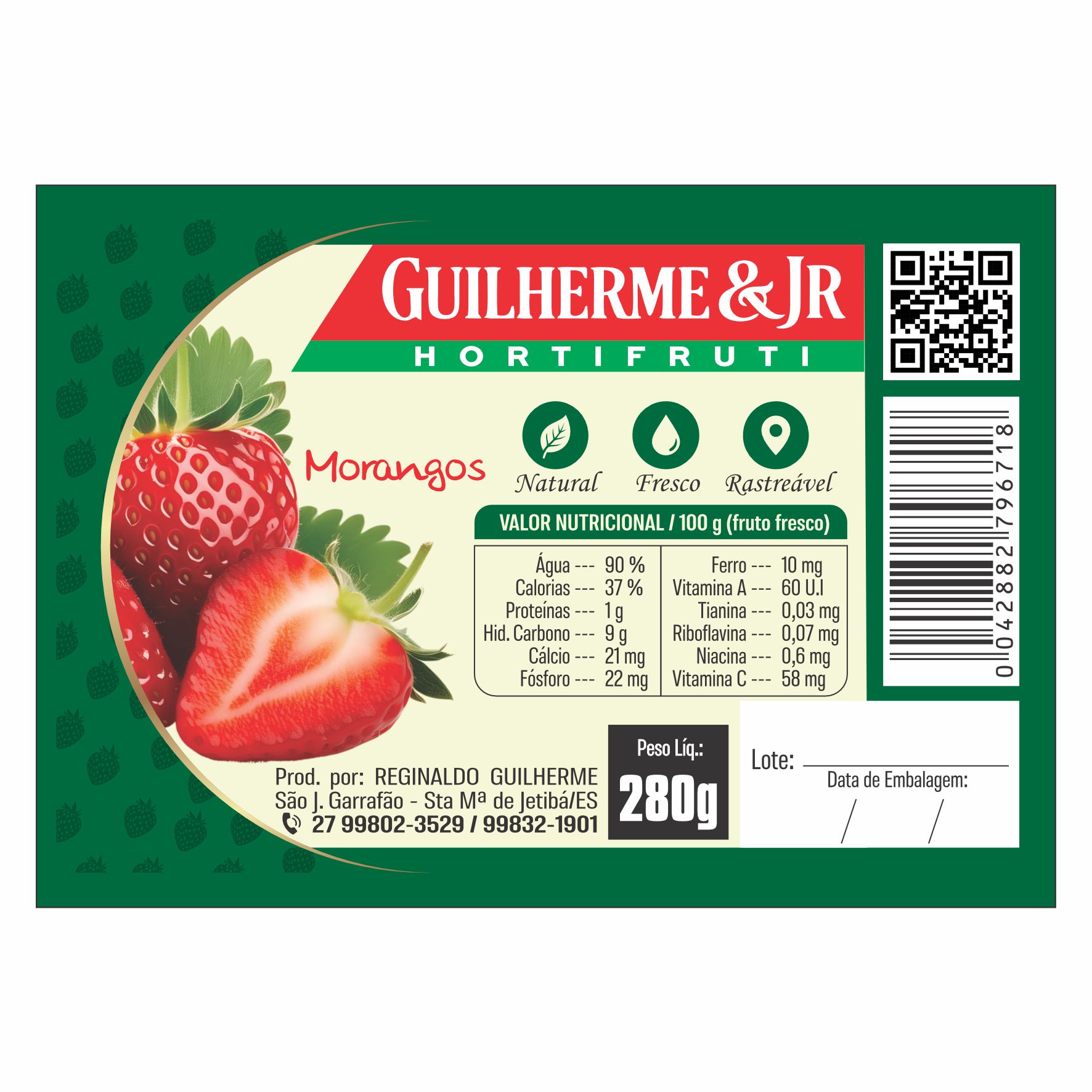 ETIQUETA 40X60/2 COUCHE ADES MORANGOS GUILHERME & JR HORTIFRUTI 280G - (K)