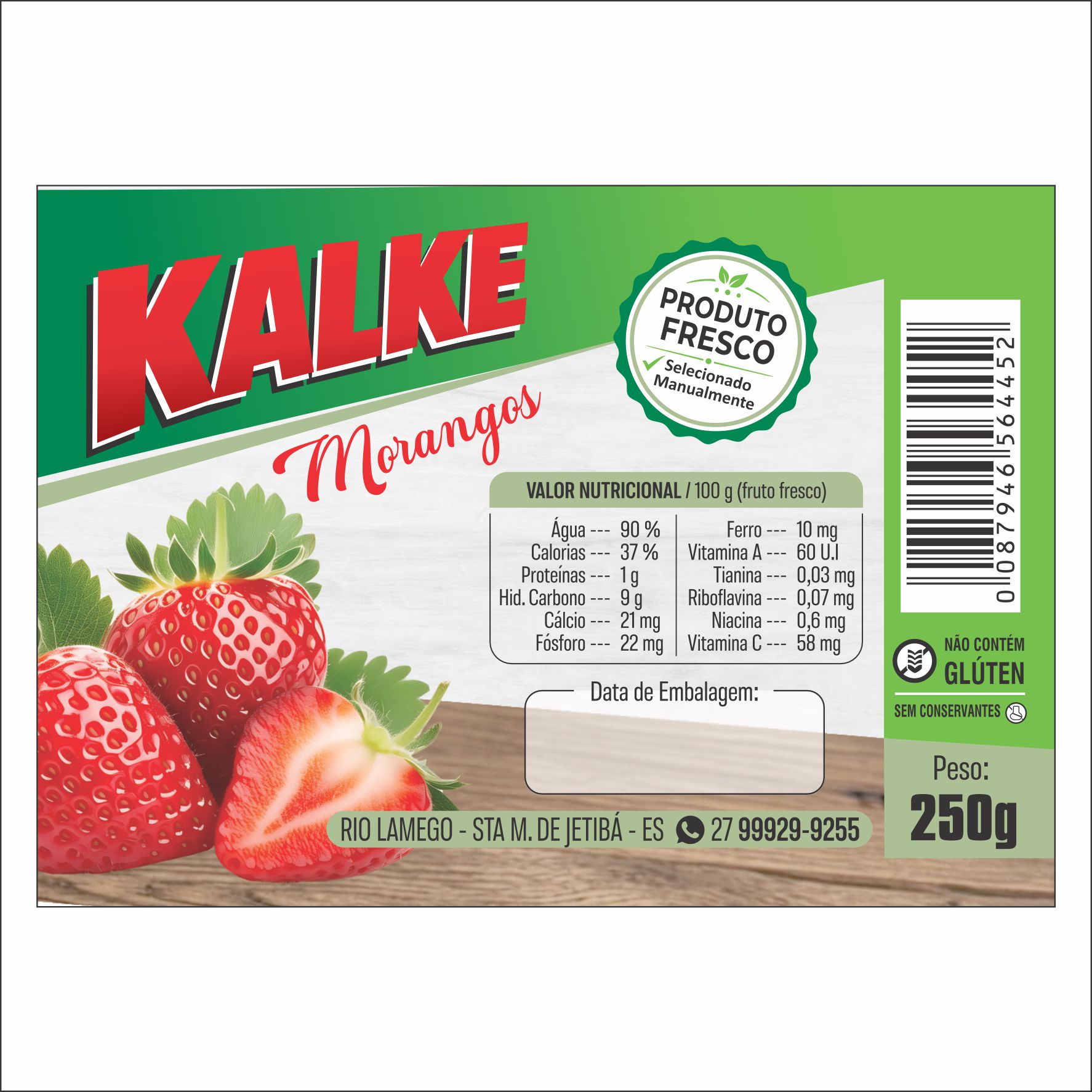 ETIQUETA 40X60/2 COUCHE ADES MORANGOS KALKER 250G - (KROMIA) K