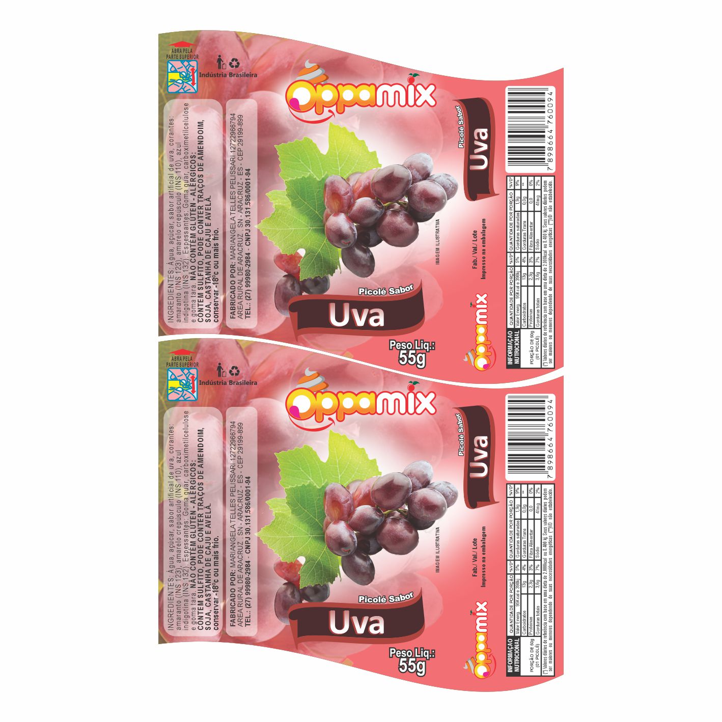 BOBINA BOPP LEITOSO PICOLE 6KG - SORVETES OPAMIX UVA BOBINA BOPP LEITOSO PICOLE 6KG - SORVETES OPAMIX UVA