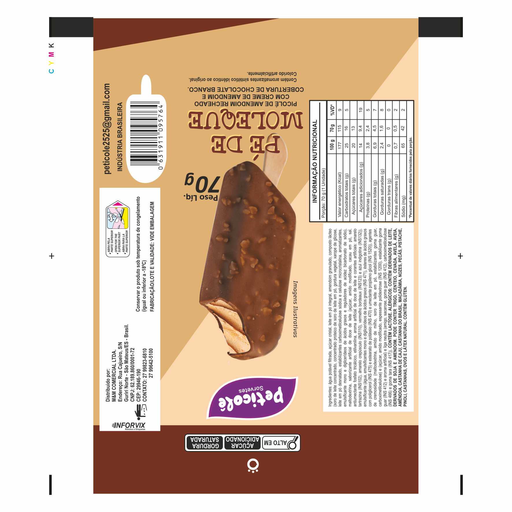 BOBINA BOPP METALIZADO PICOLE COM LAMINADO PETICOLE PE DE MOLEQUE