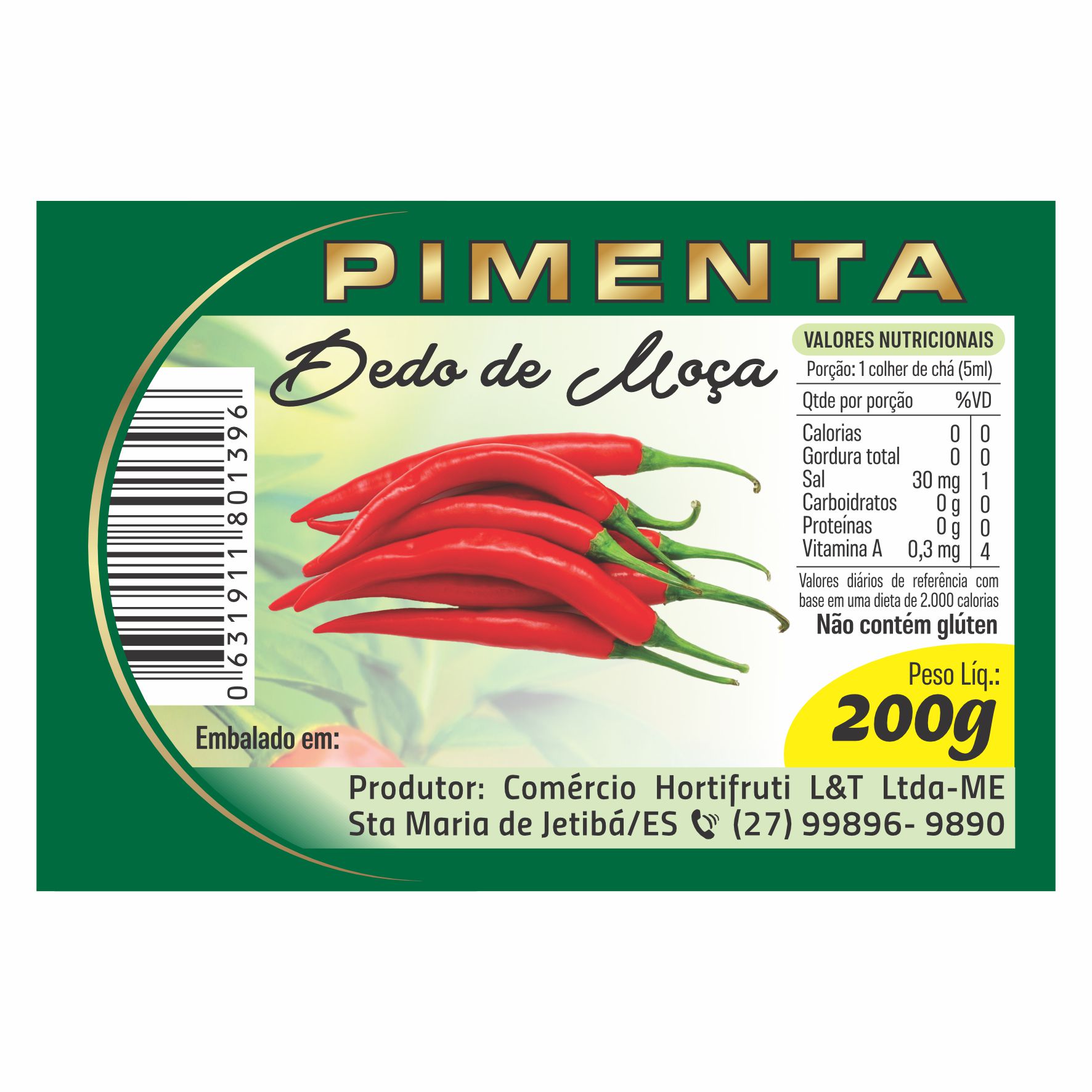 ETIQUETA 40X60/2 COUCHE ADESIVA PIMENTA DEDO DE MOCA L&T 200G 78,75MTS