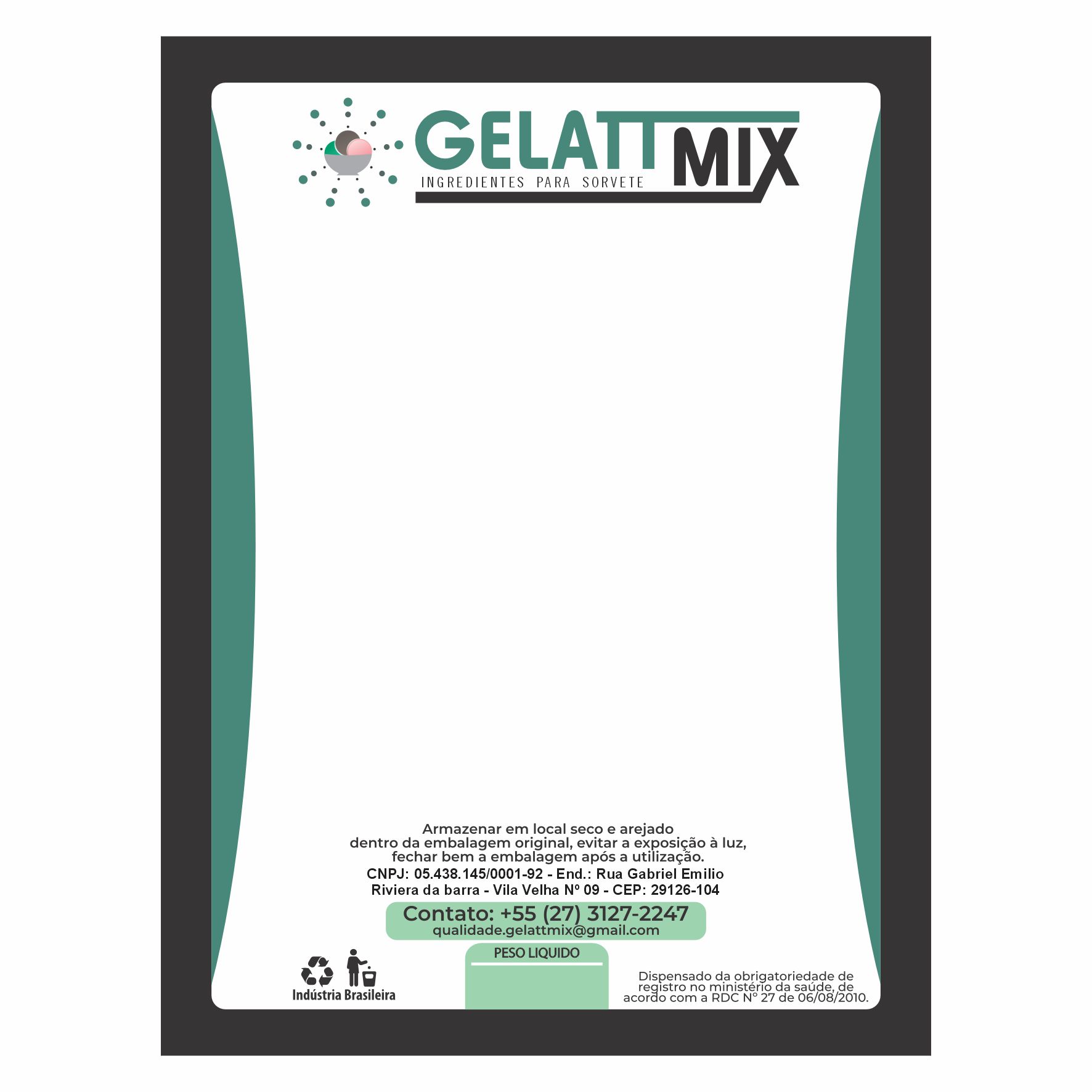ETIQUETA 96X130/1 BOPP PEROLADO/PERSONALIZADO/GELATT MIX SABORIZANTE 32MTS