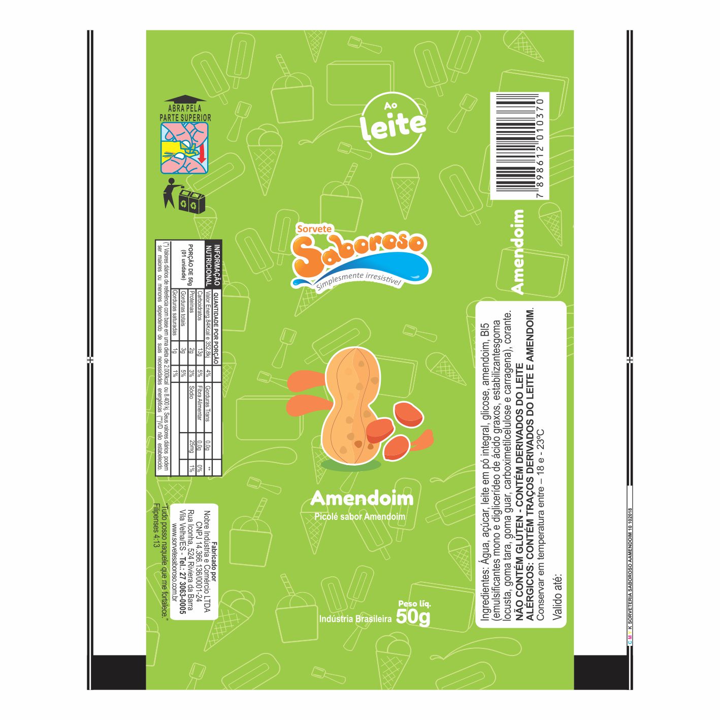 BOBINA BOPP LEITOSO PICOLE 6KG SABOROSO AMENDOIM BOBINA BOPP LEITOSO PICOLE 6KG SABOROSO AMENDOIM