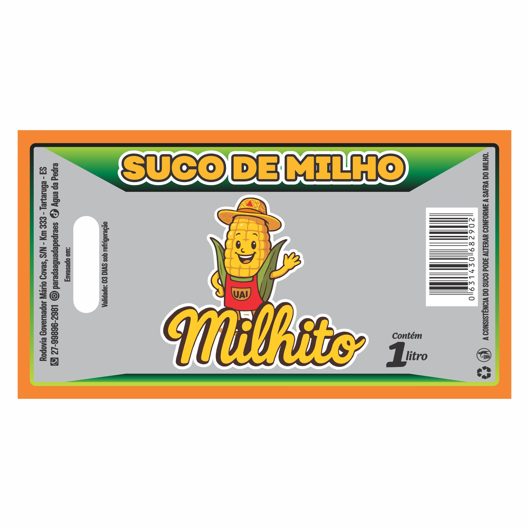 ETIQUETA 80X150/1 PERSON BOPP TRANSPARENTE SUCO DE MILHO MILHITO 1LT-32MTS