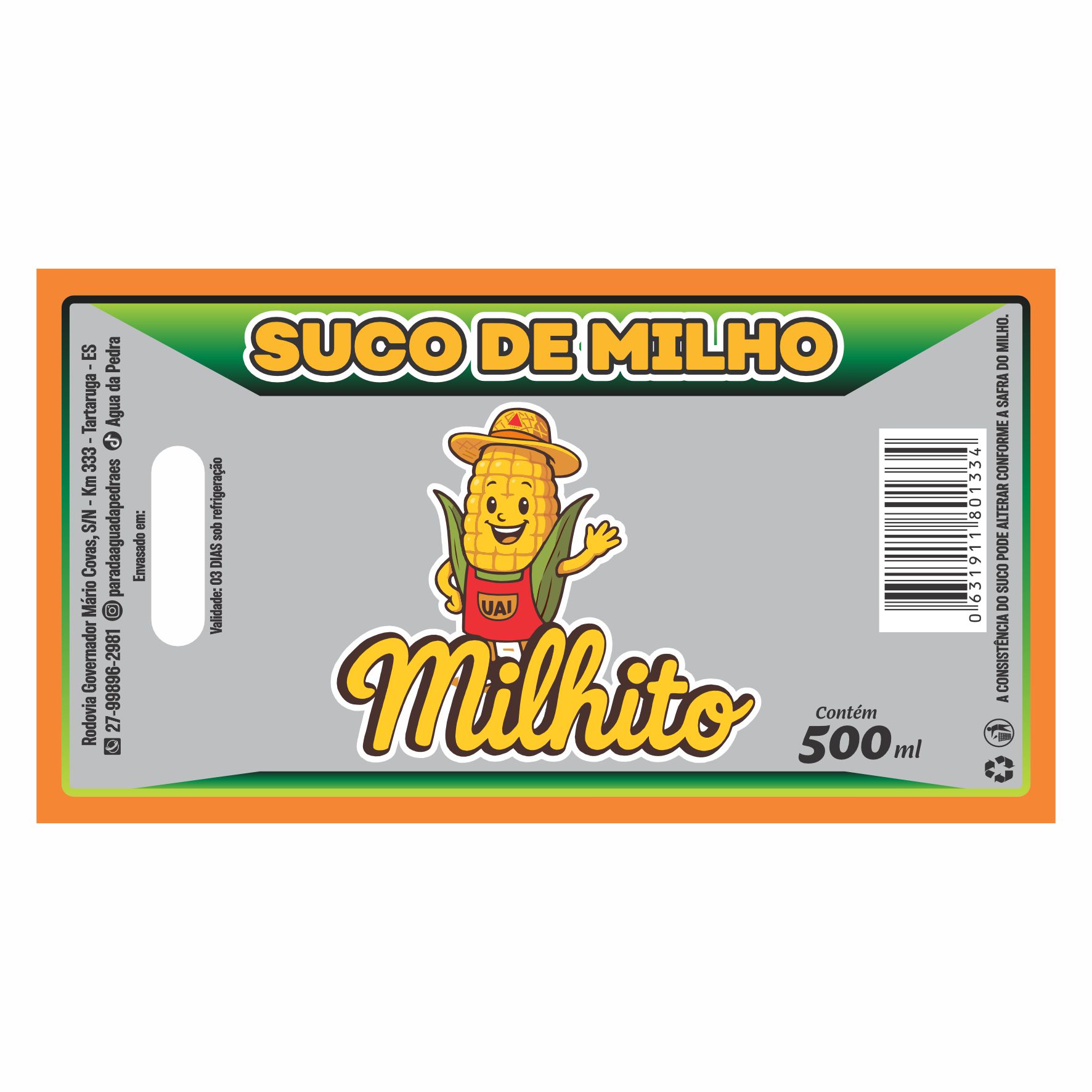 ETIQUETA 80X150/1 PERSON BOPP TRANSPARENTE SUCO DE MILHO MILHITO 500ML-32MTS